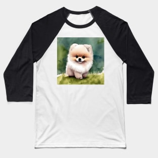 Cute Pomeranian Puppy Art 1 Baseball T-Shirt